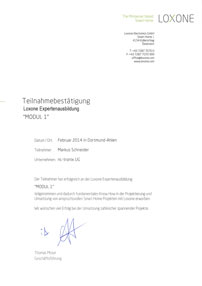Loxone Teilnahmebestätigung Modul 1