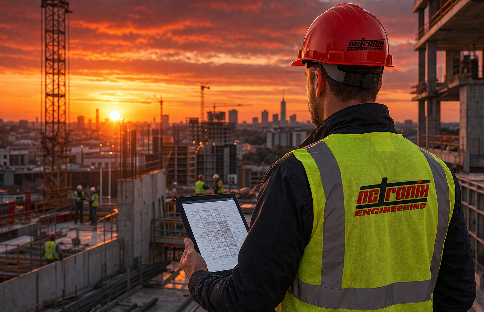 Bauleitung und Projektkontrolle in einer professionellen Baustellenumgebung